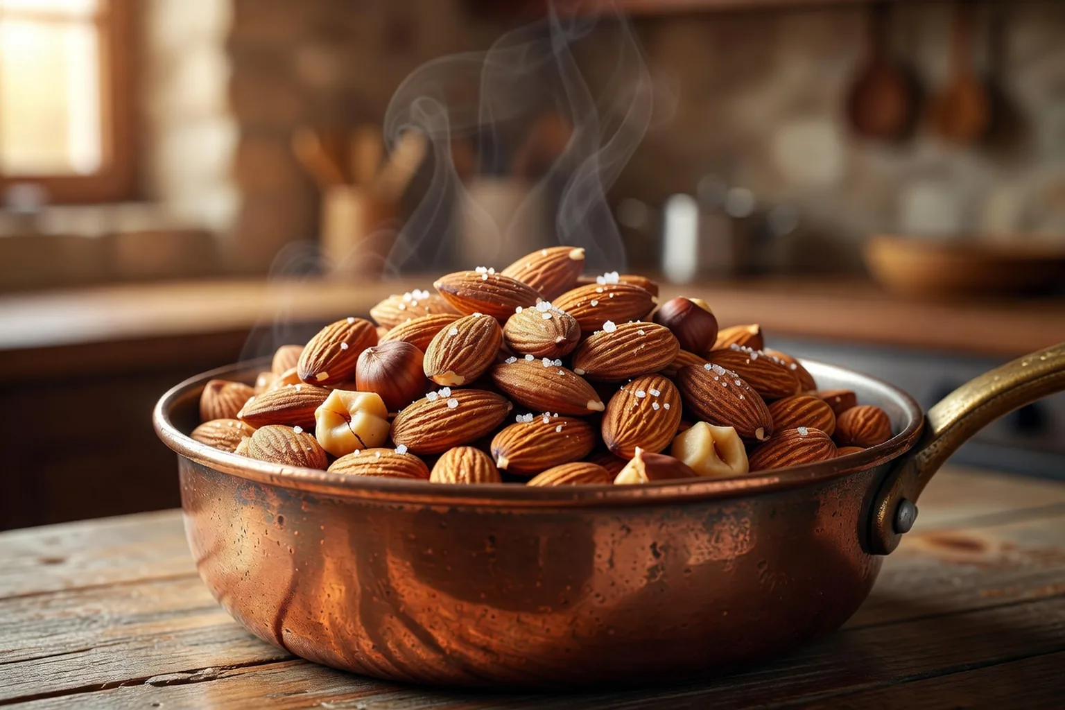 Amandes et noisettes grillées, ingrédients des confiseries artisanales vosgiennes.