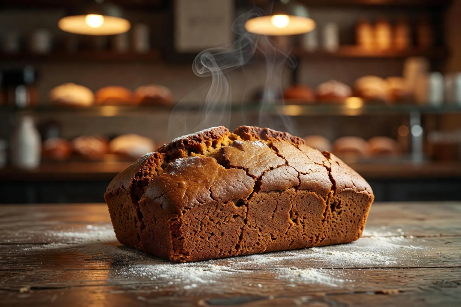 Pain d'épice maison au miel de sapin, fraîchement sorti du four.